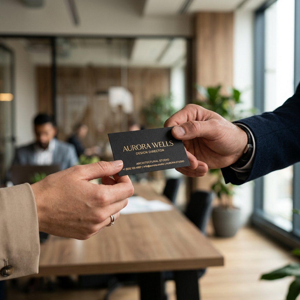 Handing over premium business card